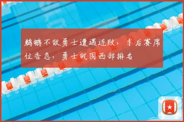鹈鹕不敌勇士遭遇连败，季后赛席位告急，勇士巩固西部排名